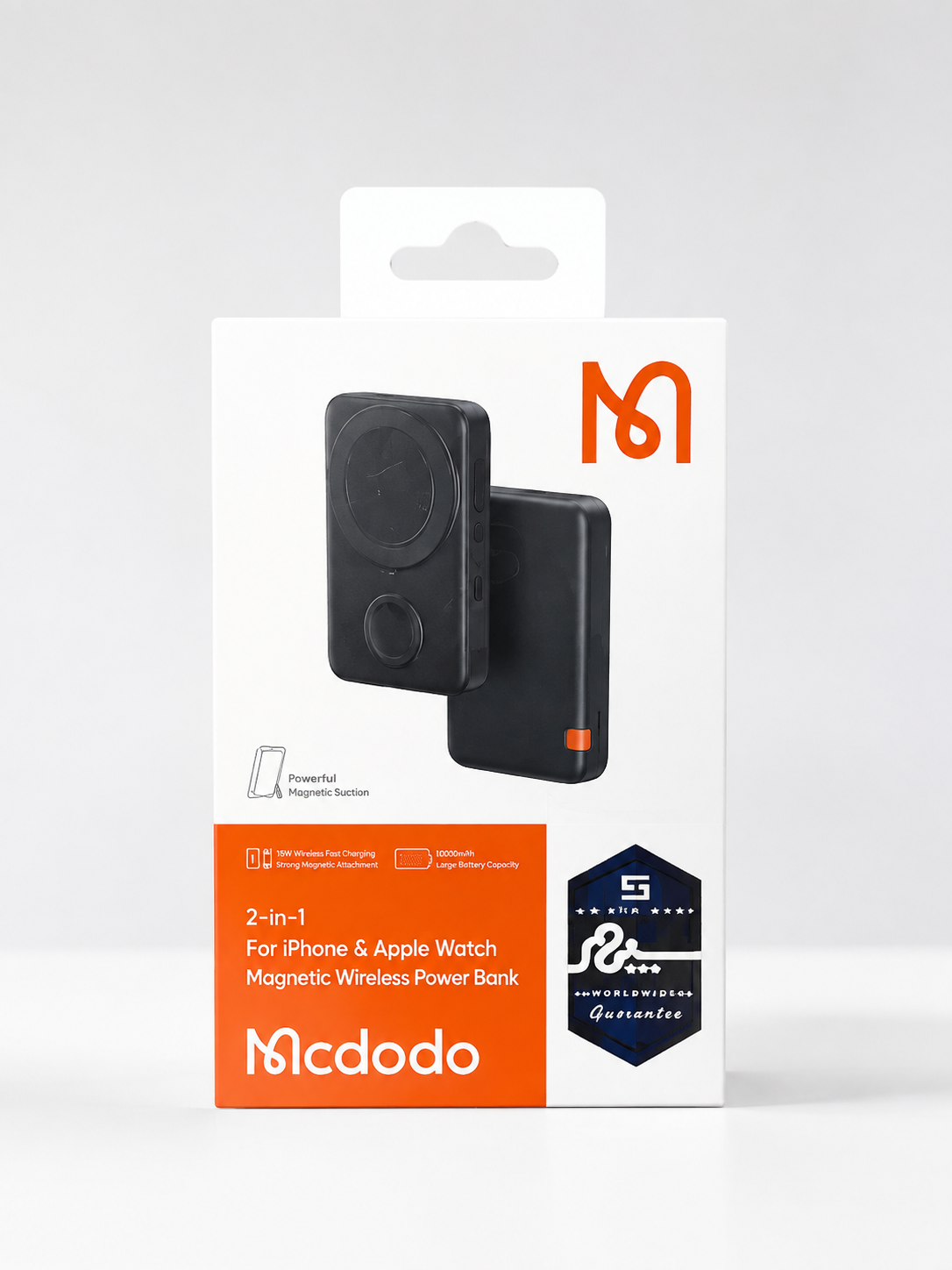 خرید پاوربانک وایرلس ۱۰ هزار مگ سیف مک دودو Mcdodo MC-142 با استند و نمایشگر دیجیتال (مناسب آیفون و اپل واچ)