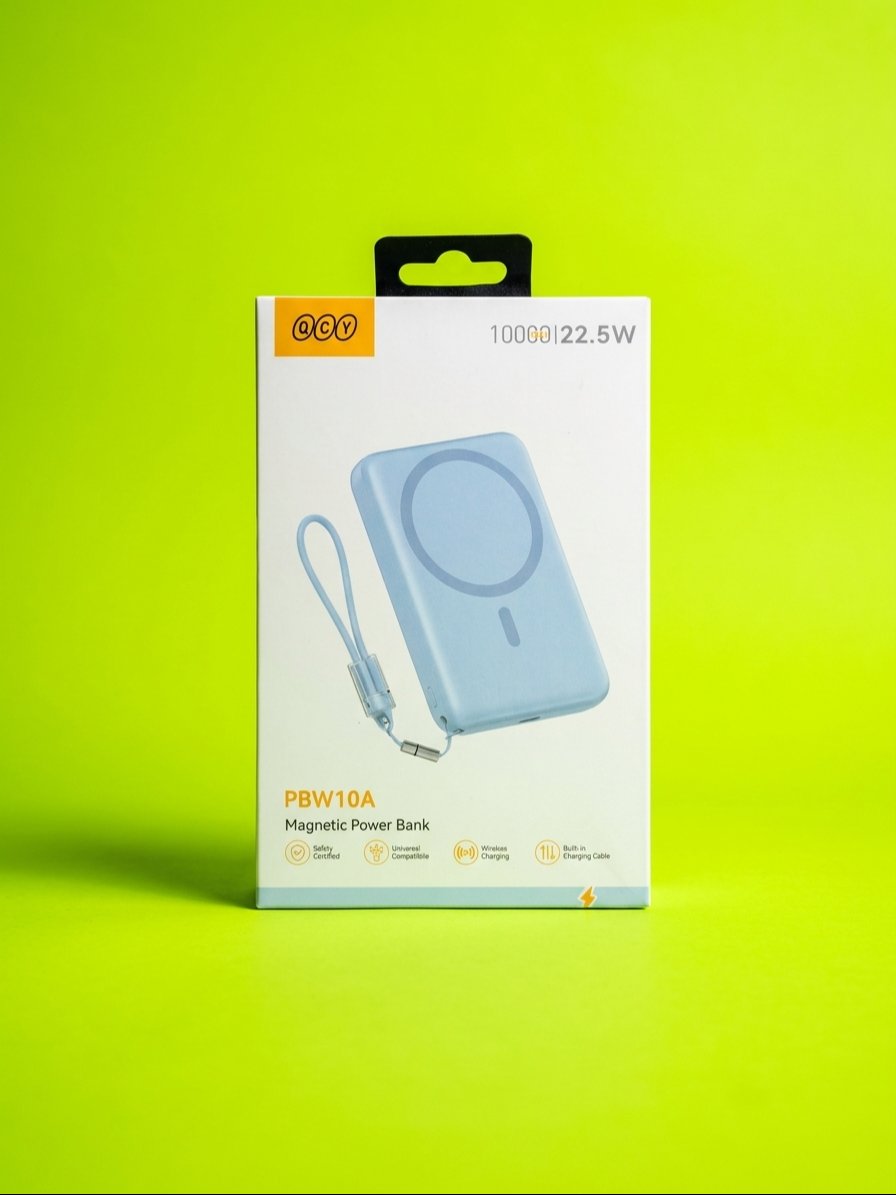 خرید پاوربانک وایرلس مگنتی 10000 میلی آمپر کیو سی وای QCY مدل PBW10A توان 22.5W دارای کابل داخلی (گارانتی 18 ماهه پارسیک تل) - QCY
