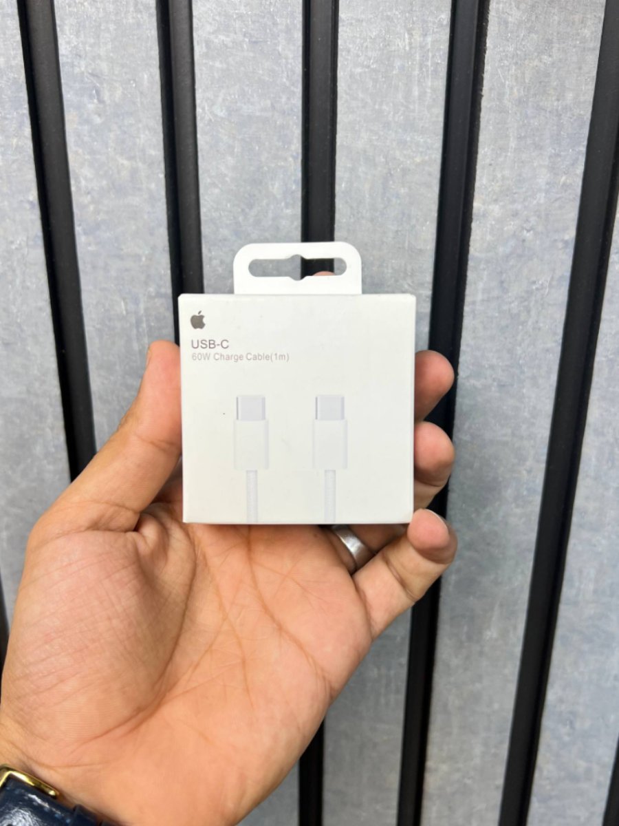 خرید کابل دو سر تایپ سی 60 وات اصلی اپل مدل USB-C Charge Cable طول 1 متر (طراحی کنفی بافته شده / ضمانت اصالت رنگو موبایل) - محصولات آیفون